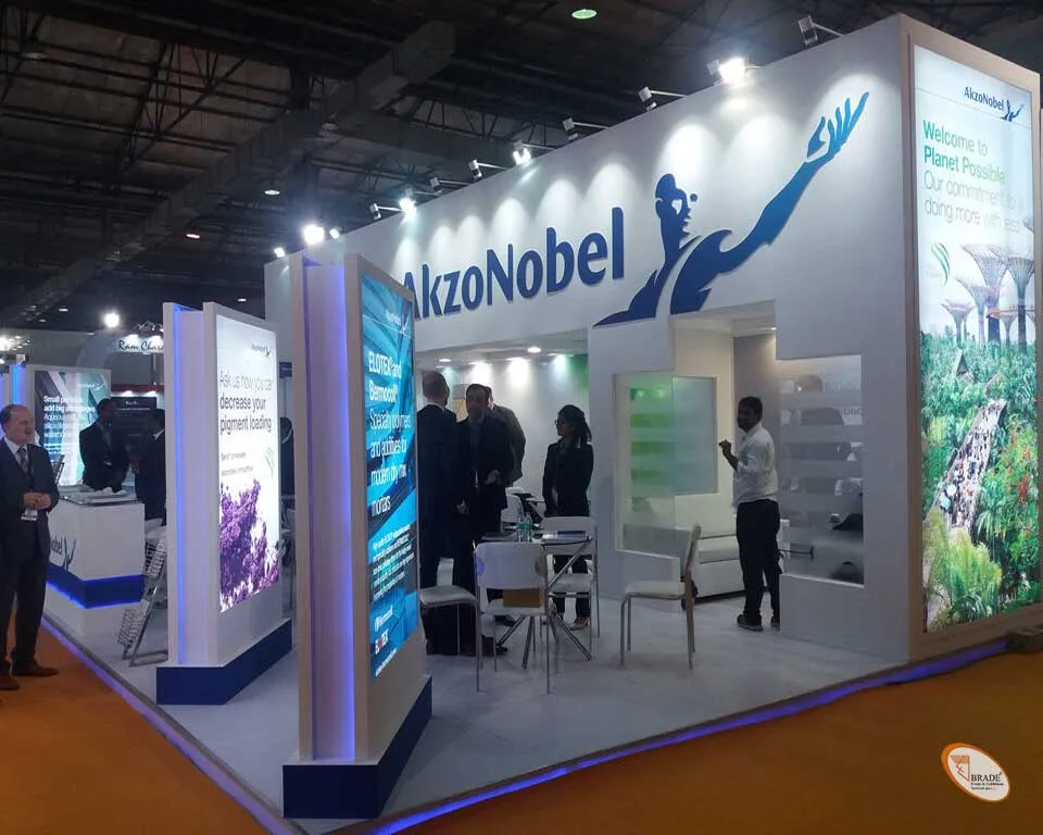 Sleek exhibition stand with modern design and high-tech elements