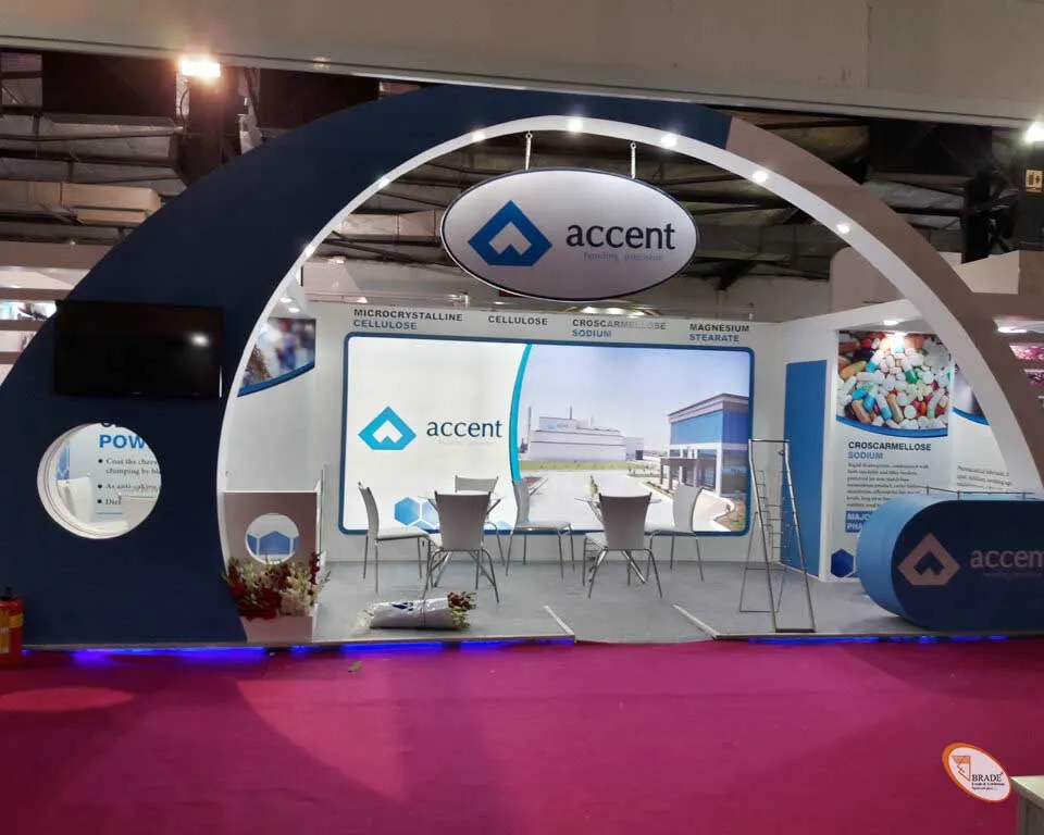 Exhibition stand designed for maximum visibility and audience interaction