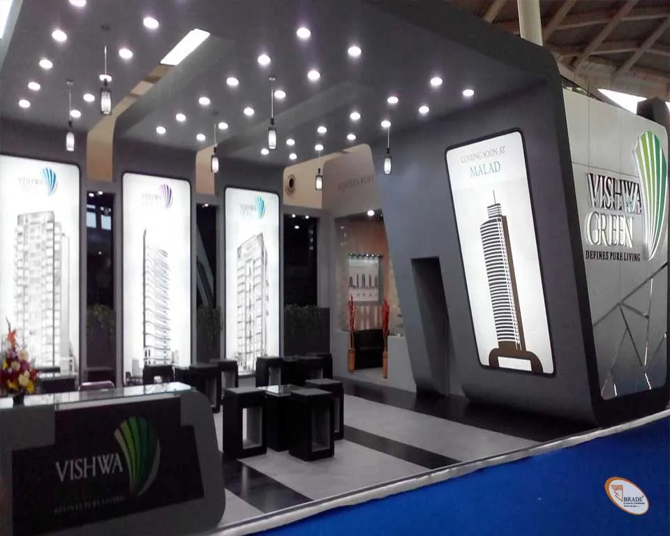 Exhibition stand with modern materials and innovative design